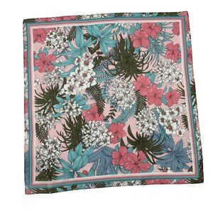 Talbots Floral Jungle 20 inch Square Multicolored Silk Blend Scarf NWT